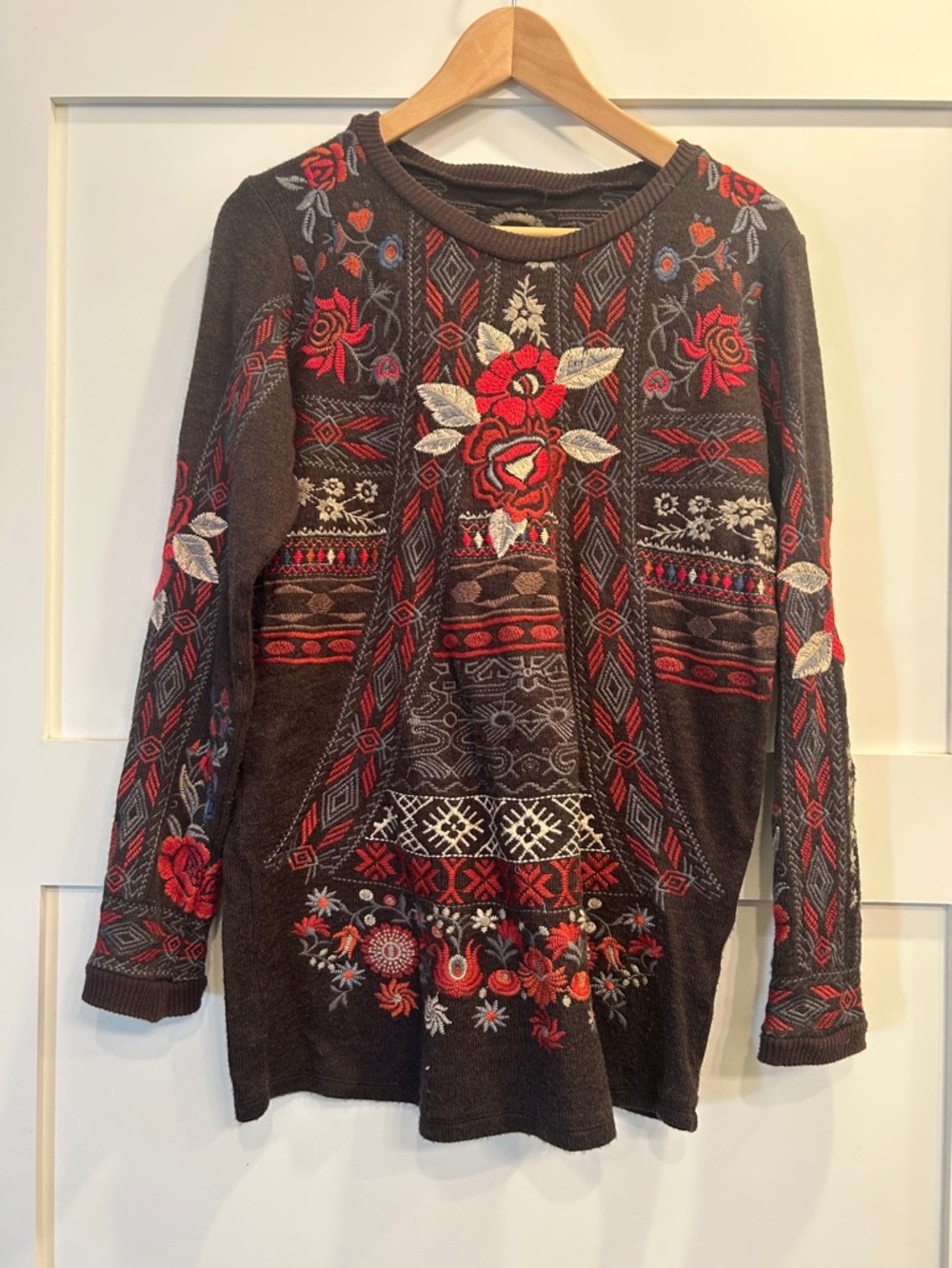 Biya for Johnny Was Embroidered Floral Long-Sleeve Women's sweater